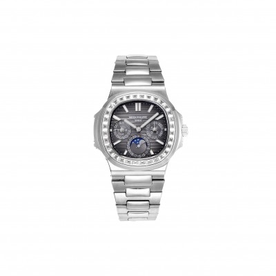 PATEK PHILLIPE NAUTILUS GREY DIAL WITH DIAMOND BEZEL IN STEEL WATCH 5740/1G-001